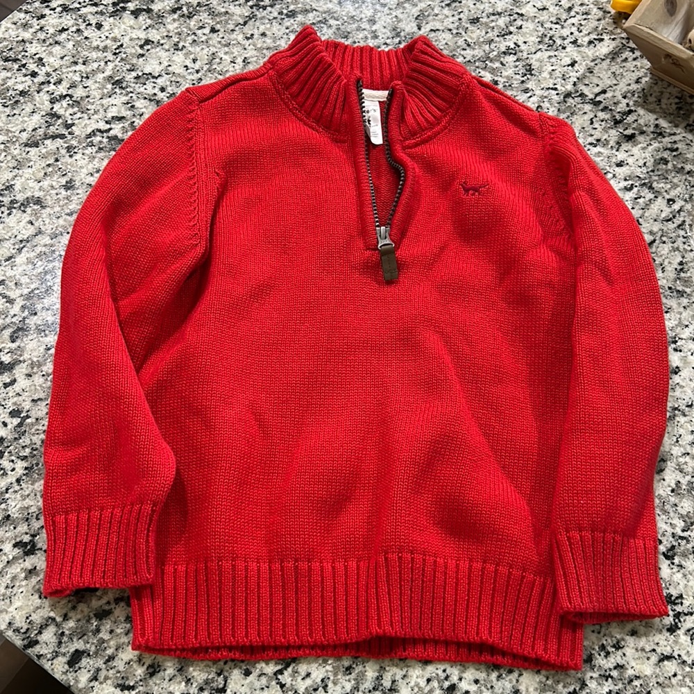 Red Quater zip Sweater